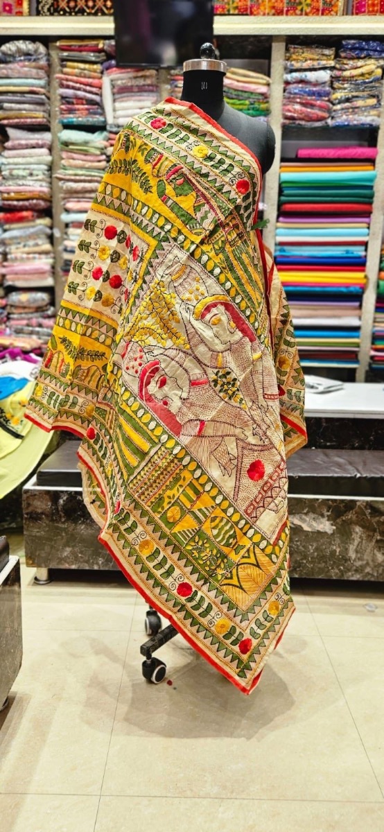 Phulkari kalamkari dupatta